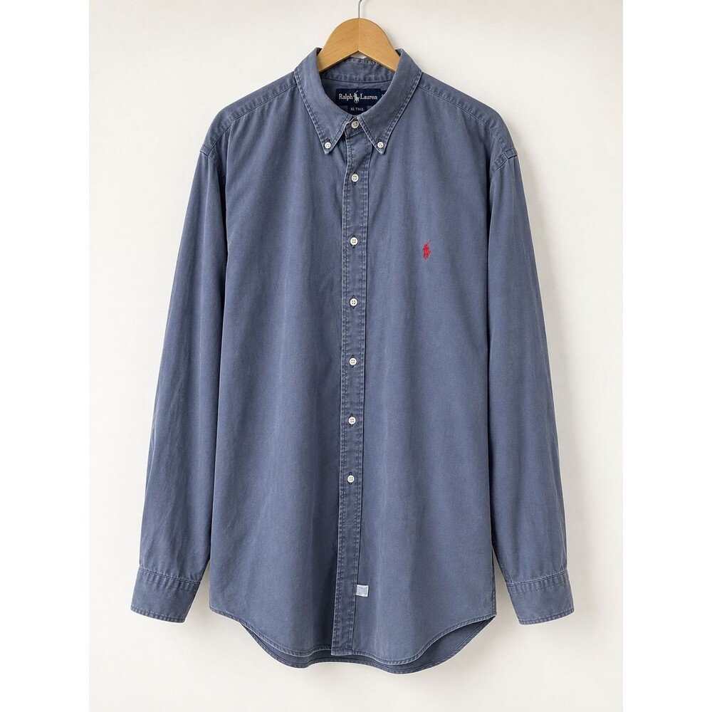 Ralph Lauren Men’s XLT XL Tall Blue Button Down Shirt Red Pony Made USA